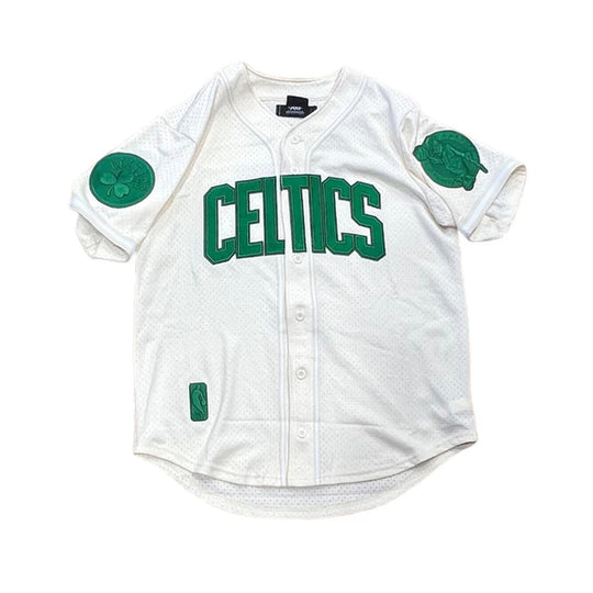 Pro Standard Mens NBA Boston Celtics Triple Tonal Mesh Button Front Shirt BBC1515516-EGG Eggshell