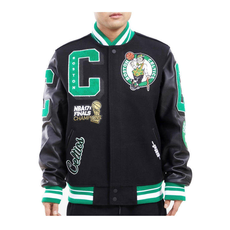 Pro Standard Mens NBA Boston Celtics Mash Up Varsity Jacket BBC654183-BLK Black