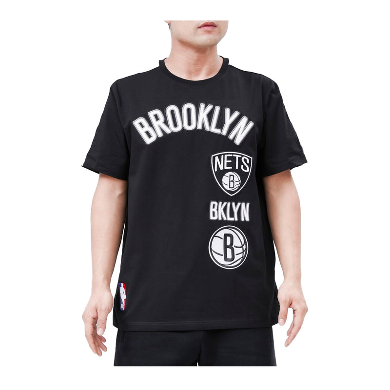 Pro Standard Mens NBA Brooklyn Nets Retro Classic Sj Striped Crew Neck T-Shirt BBN156023-BGY Black/Gray