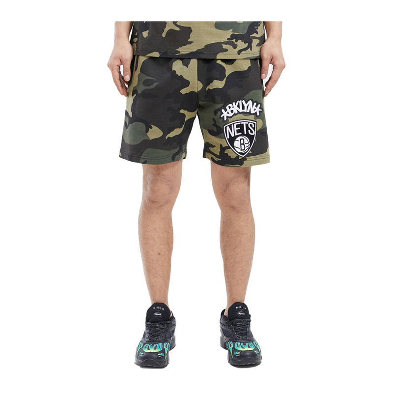 Pro Standard Mens NBA Brooklyn Nets Stacked Logo Shorts BBN353533-CAM Camouflage