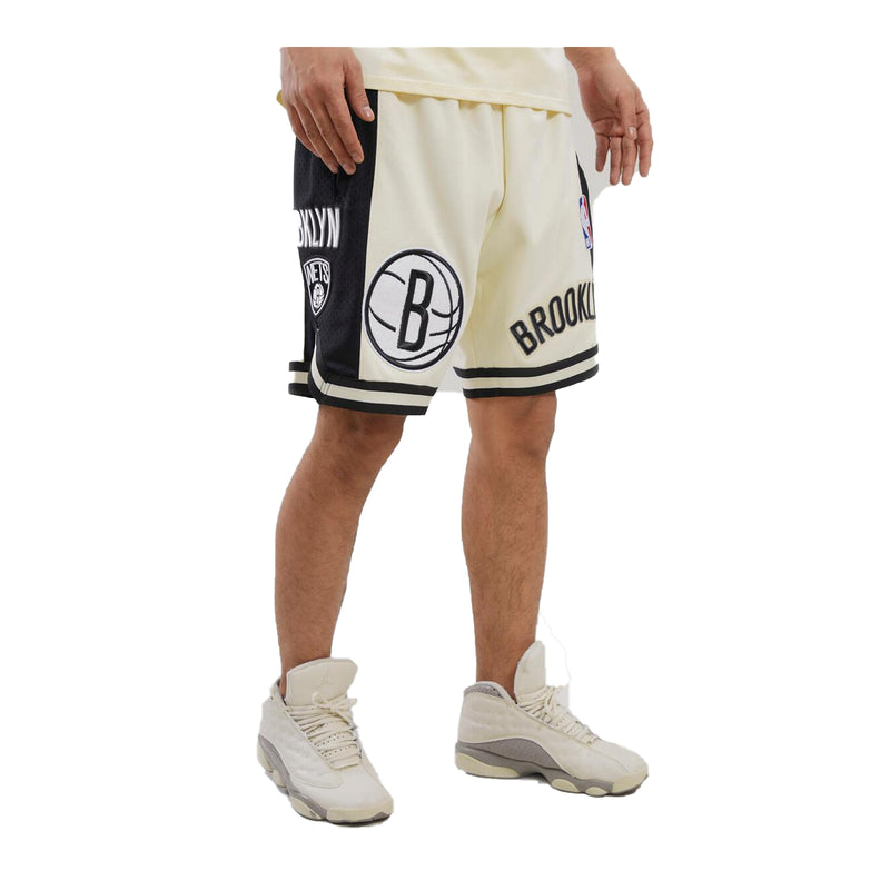Pro Standard Mens NBA Brooklyn Nets Retro Classic Dk 2.0 Shorts BBN356022-EBK Eggshell/ Black