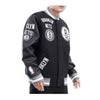 Pro Standard Mens NBA Brooklyn Nets Retro Classic Rib Wool Varsity Jacket BBN656019-BGY Black/Gray