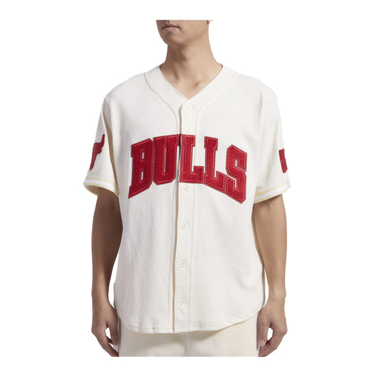 Pro Standard Mens NBA Chicago Bulls Triple Tonal Mesh Button Front Shirt BCB1515584-EGG Eggshell