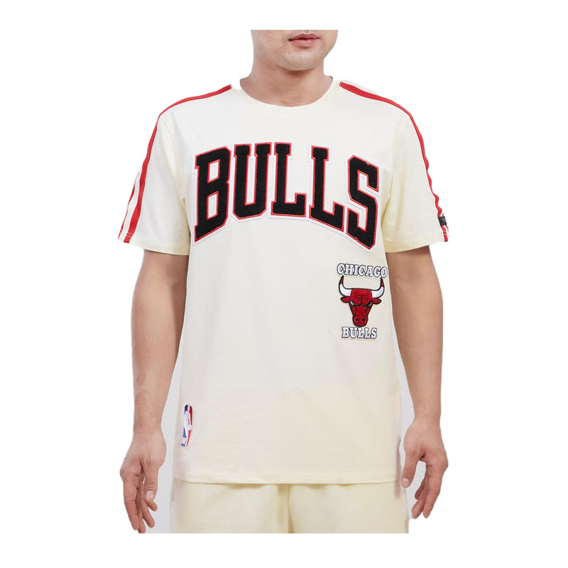 Pro Standard Mens NBA Chicago Bulls Retro Classic Sj Striped Crew Neck T-Shirt BCB156010-EBK Eggshell/ Black