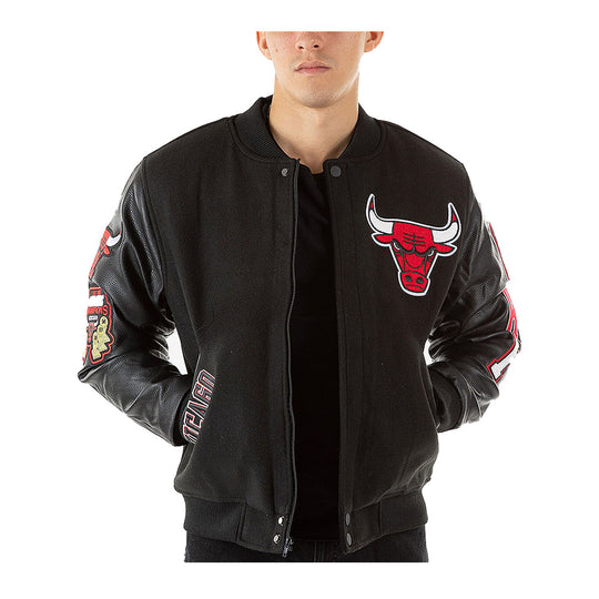 Pro Standard Mens NBA Chicago Bulls Six Time Finals Logo Varsity Jacket BCB651681-BLK Black/Red