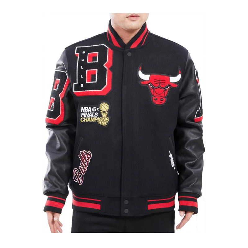 Pro Standard Mens NBA Chicago Bulls Mash Up Varsity Jacket BCB654182-BLK Black