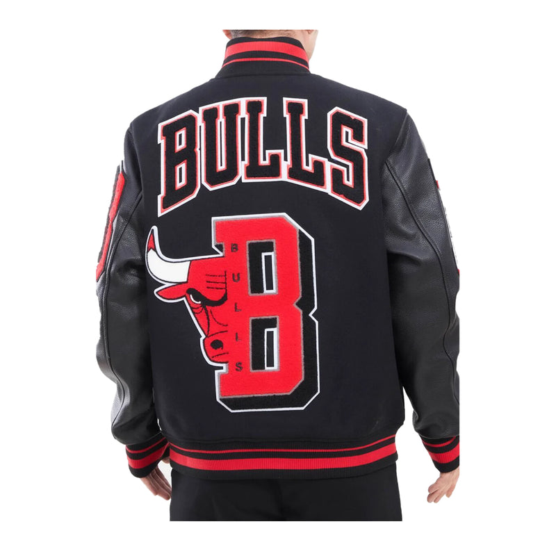 Pro Standard Mens NBA Chicago Bulls Mash Up Varsity Jacket BCB654182-BLK Black