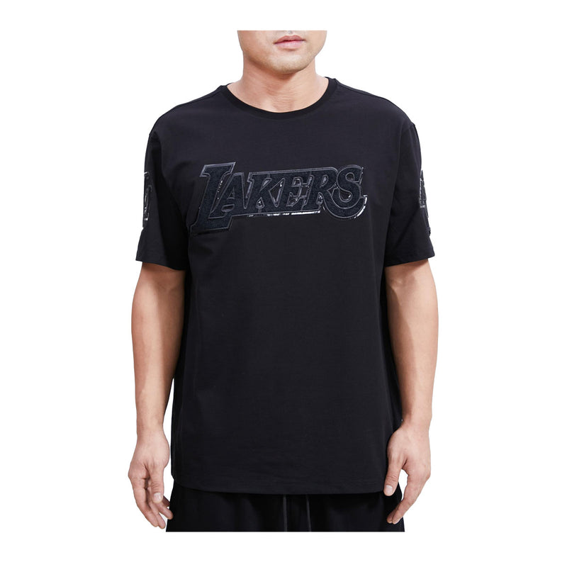 Pro Standard Mens NBA Los Angeles Lakers Logo Pro Team Crew Neck T-Shirt BLL153414-BLK Triple Black
