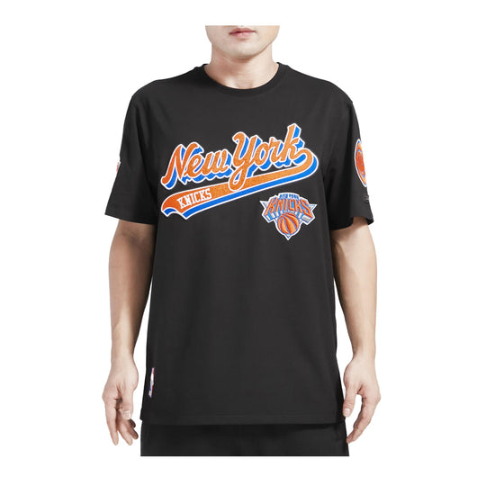 Pro Standard Mens NBA New York Knicks Script Tail Single Jersey Crew Neck T-Shirt  BNK1515425-BLK Black