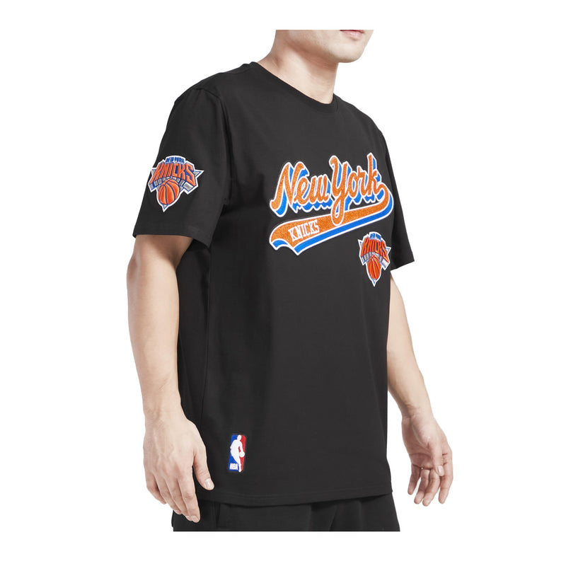 Pro Standard Mens NBA New York Knicks Script Tail Single Jersey Crew Neck T-Shirt  BNK1515425-BLK Black