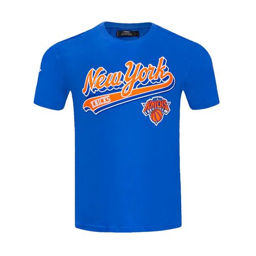 Pro Standard Mens NBA New York Knicks Script Tail Single Jersey Crew Neck T-Shirt BNK1515425-RYB Royal