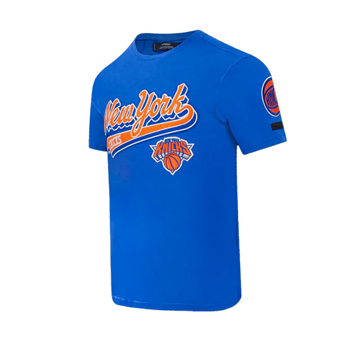 Pro Standard Mens NBA New York Knicks Script Tail Single Jersey Crew Neck T-Shirt BNK1515425-RYB Royal