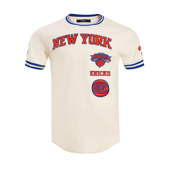 Pro Standard Mens NBA New York Knicks Retro Classic DK Crew Neck T-Shirt BNK156100-ERB Egg Shell/Royal Blue