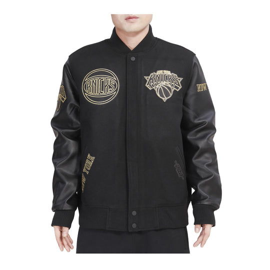 Pro Standard Mens NBA New York Knicks Black & Gold Varsity Jacket BNK6513718-BLK Black