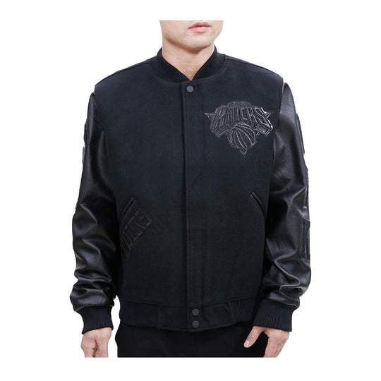 Pro Standard Mens NBA New York Knicks Varsity Jacket BNK653450-BLK Triple Black