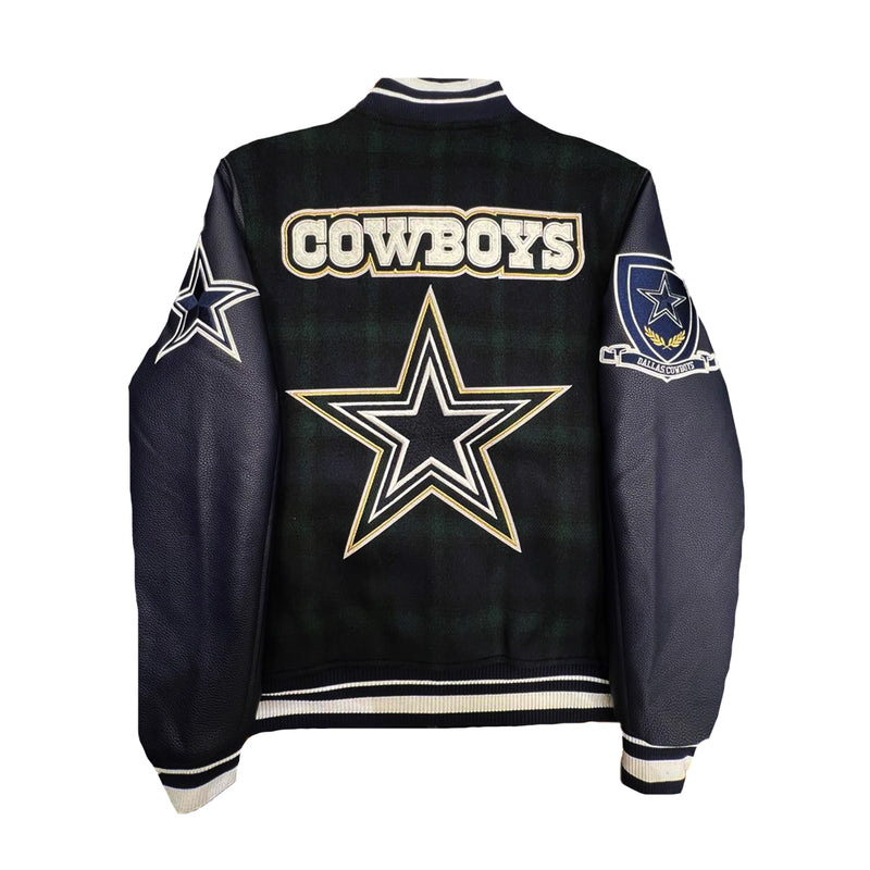 Pro Standard Mens NFL Dallas Cowboys Pro Prep Plaid Wool Varsity Jacket FDC649693-FGM Forest Green/Midnight Navy