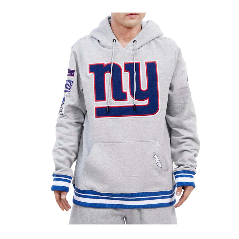 Pro Standard Mens NFL New York Giants Mash Up Logo Hoodie FNG541851-HDB Heather Gray / Dodger Blue