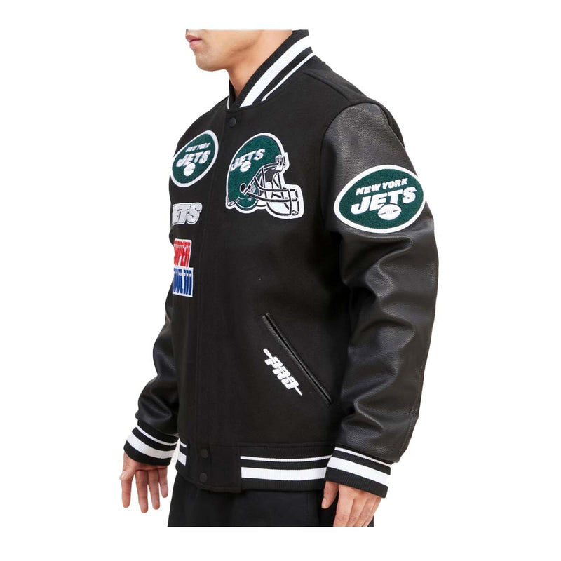 Pro Standard Mens NFL New York Jets Mash Up Varsity Jacket FNJ642570-BLK Black