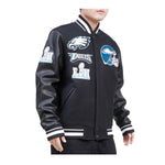 Pro Standard Mens NFL Philadelphia Eagles Mash Up Varsity Jacket FPE642565-BLK Black