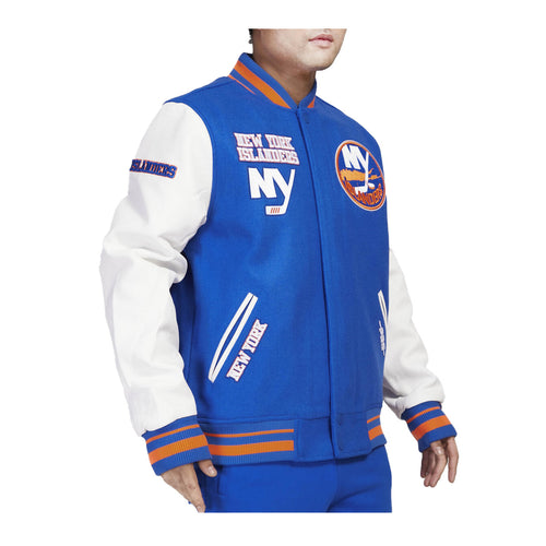 Pro Standard Mens NHL New York Islanders Retro Classic Rib Varsity Jacket HNI667554-ROR Royal/Orange/Royal