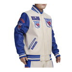 Pro Standard Mens NHL New York Rangers Retro Classic Rib Varsity Jacket HNR667255-ERB Eggshell/Royal Blue