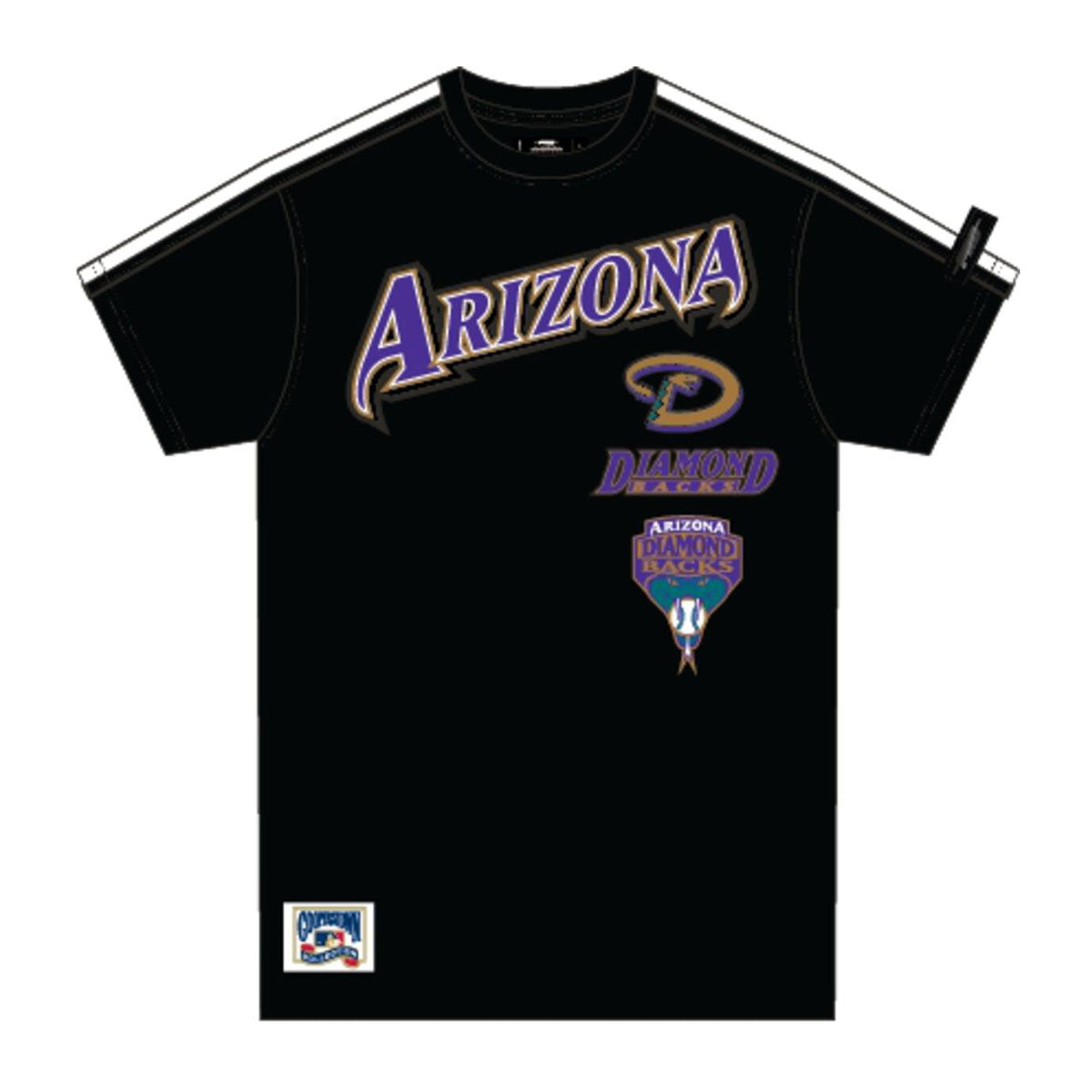 Pro Standard Mens MLB Arizona Diamondbacks Retro Classic Sj Striped Crew Neck T-Shirt LAD135123-BLK Black 2XL