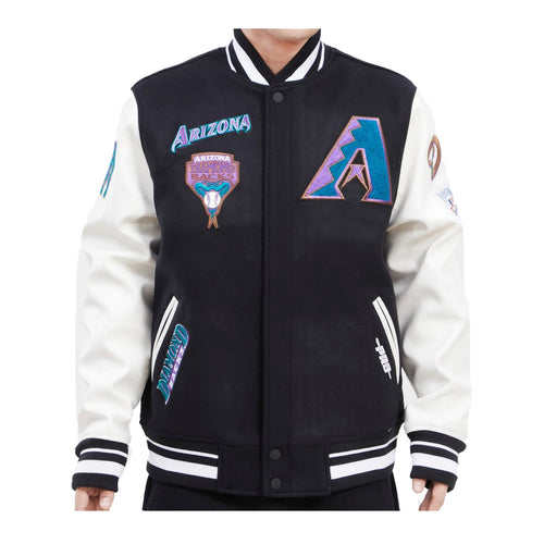 Pro Standard Mens MLB Arizona Diamondbacks Retro Classic Wool Varsity Jacket LAD635513-BLW Black/White