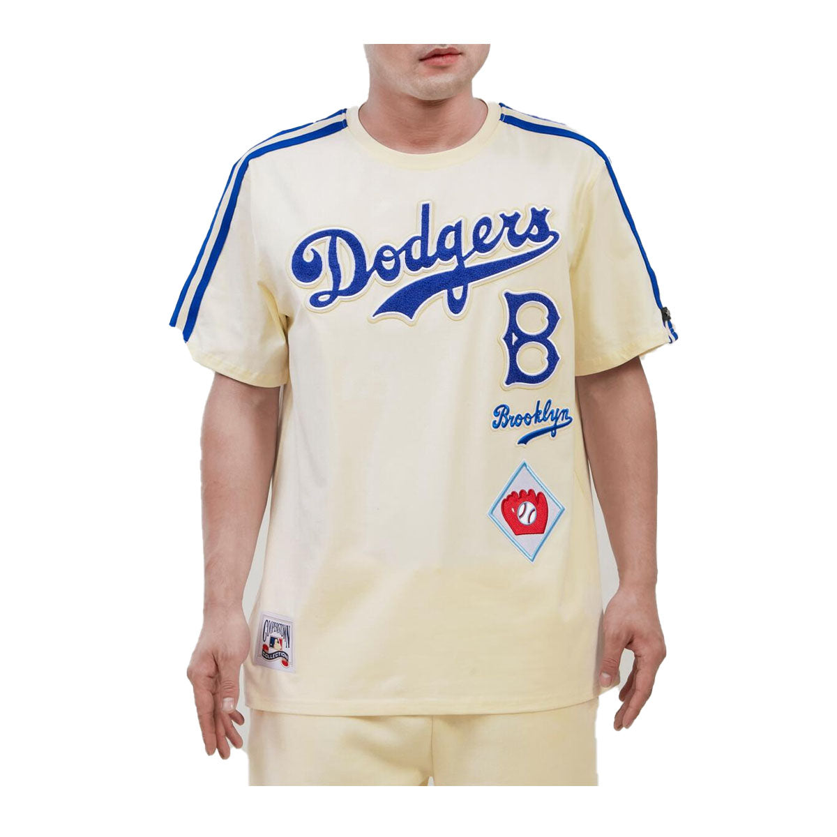 New Era Dodgers Pinstripe Mesh Back Tee - Mens S / White
