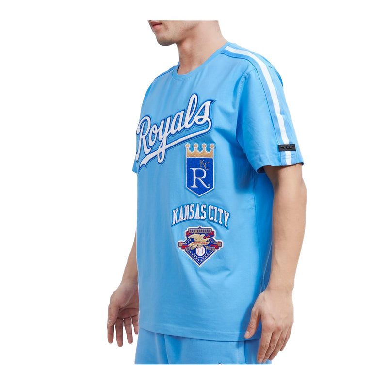 Pro Standard Mens MLB Kansas City Royals Retro Classic Sj Striped Crew Neck T-Shirt LKR135508-UNI University Blue