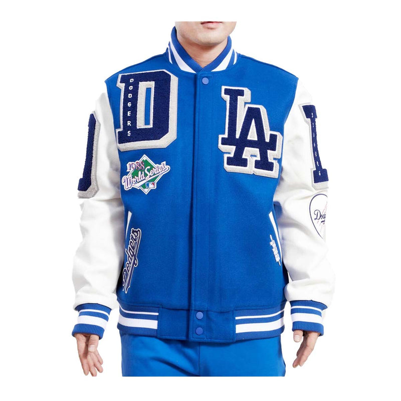 Pro Standard Mens MLB Los Angeles Dodgers Mash Up Varsity Jacket LLD633329-DBL Dodger Blue