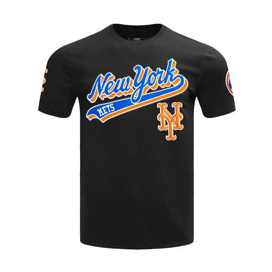 Pro Standard Mens MLB New York Mets Script Tail SJ Crew Neck T-Shirt LNM1314448-BLK Black