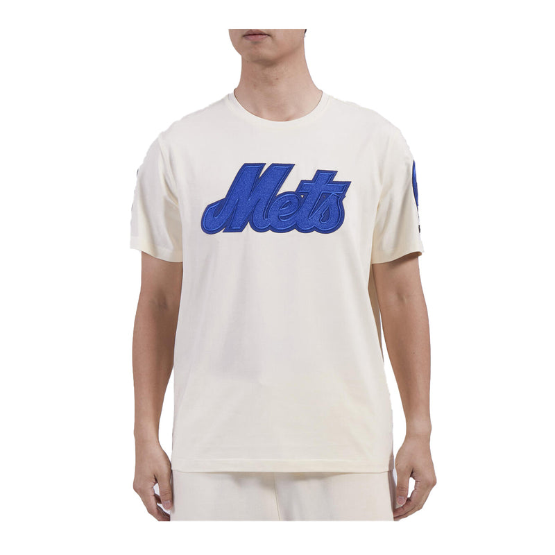 Pro Standard Mens MLB New York Mets Triple Tonal Single Jersey Crew Neck T-Shirt LNM1314522-EGG Eggshell