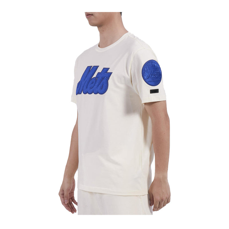 Pro Standard Mens MLB New York Mets Triple Tonal Single Jersey Crew Neck T-Shirt LNM1314522-EGG Eggshell