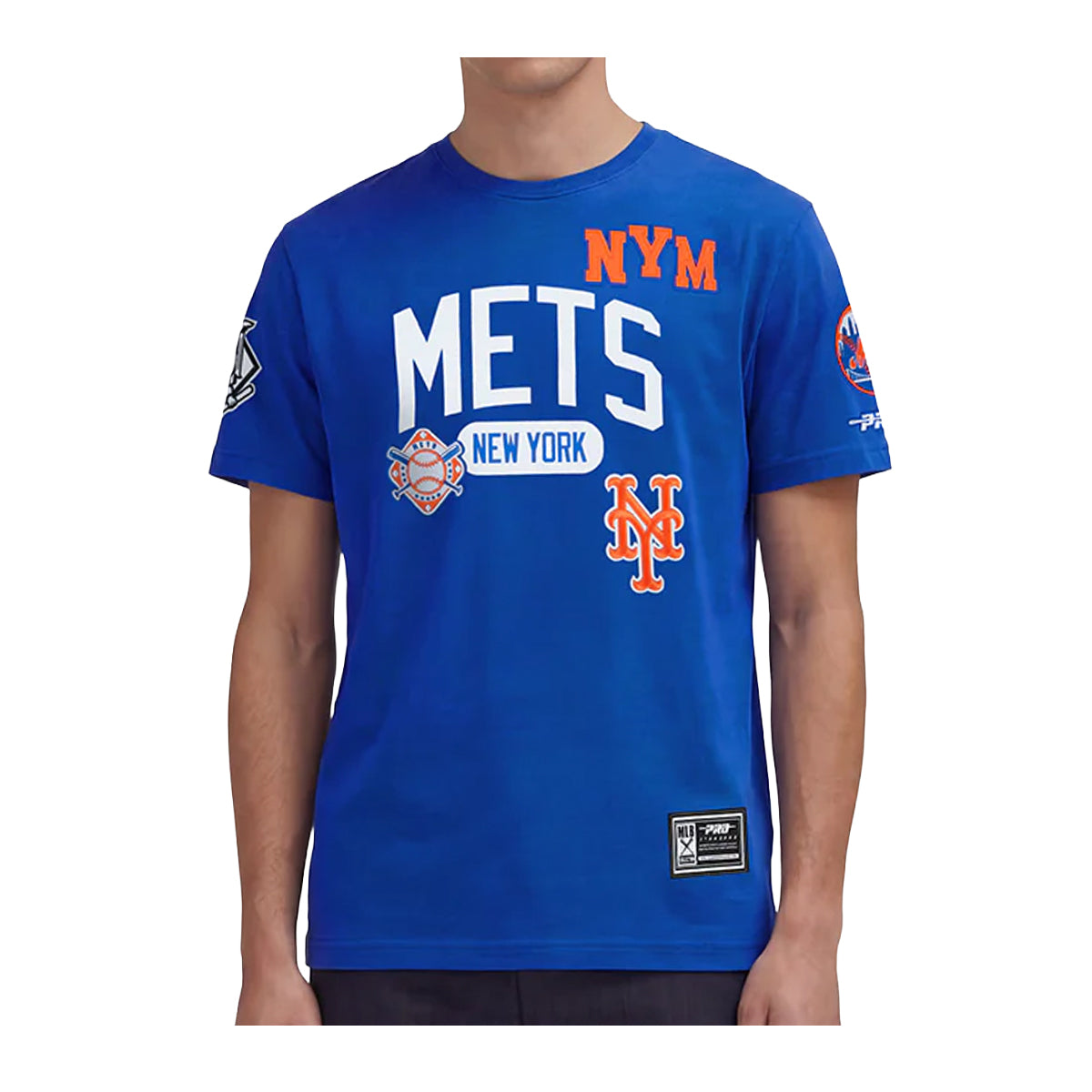 Pro Standard Mens NBA New York Mets Letterman Crew Neck T-Shirt LNM1315830-RYB Royal Blue