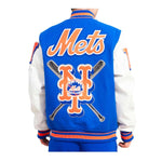 Pro Standard Mens MLB New York Mets Mash Up Logo Varsity Jacket LNM633431-RWH Royal/White