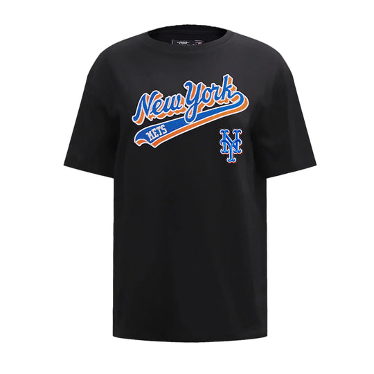 Pro Standard Mens MLB New York Mets Script Tail BF Crew Neck T-Shirt LNMA314453-BLK Black