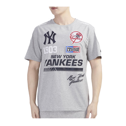 Pro Standard Mens MLB New York Yankees Fast Lane Multi Crew Neck T-Shirt LNY1314543-HGR Heather Grey