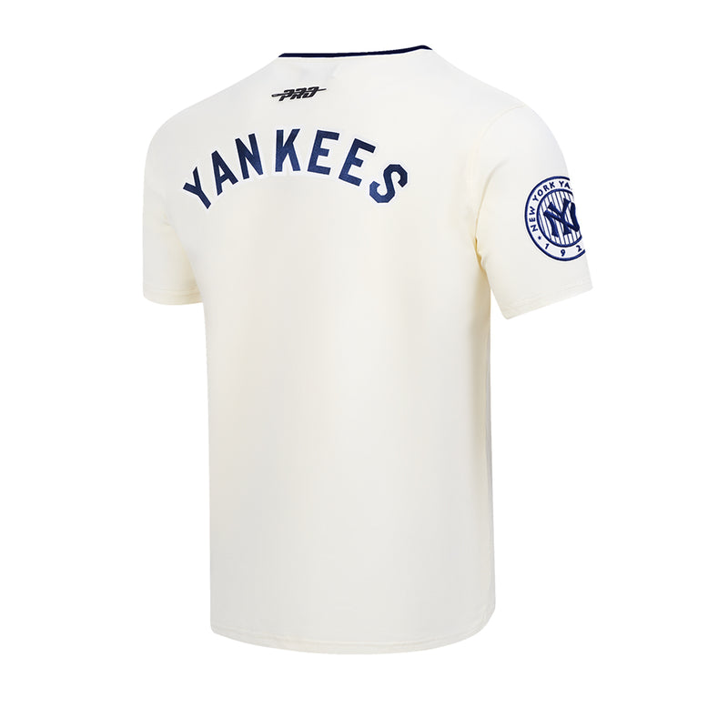 Pro Standard Mens MLB New York Yankees Top Retro Cascade Crew Neck T-Shirt LNY1314910-EMN Eggshell/Midnight Navy