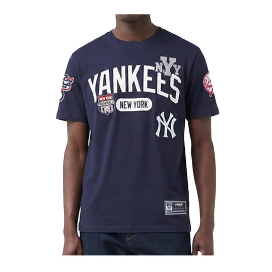 Pro Standard Mens MLB New York Yankees Letterman SJ Crew Neck T-Shirt LNY13136020-MDN Midnight Navy