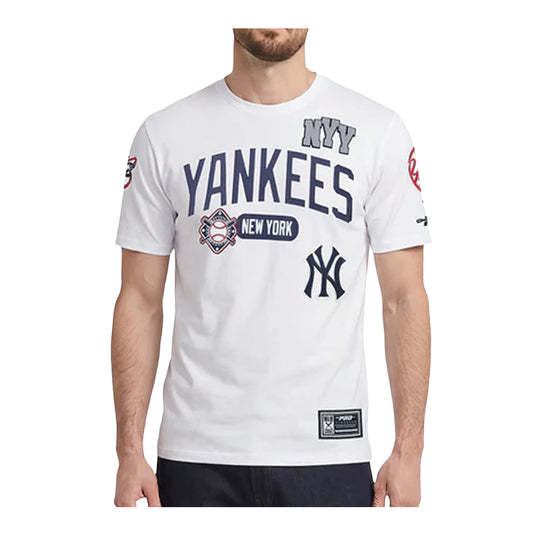 Pro Standard Mens MLB New York Yankees Letterman SJ Crew Neck T-Shirt LNY13136020-WHT White