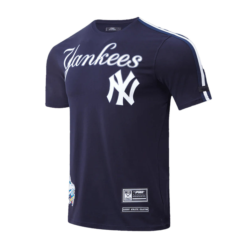 Pro Standard Mens MLB New York Yankees Logo Pro Team Taping Crew Neck T-Shirt LNY133625-MDN Midnight Navy