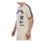 Pro Standard Mens MLB New York Yankees Classic Sj Striped Crew Neck T-Shirt LNY135130-EMN Eggshell/ Midnight Navy