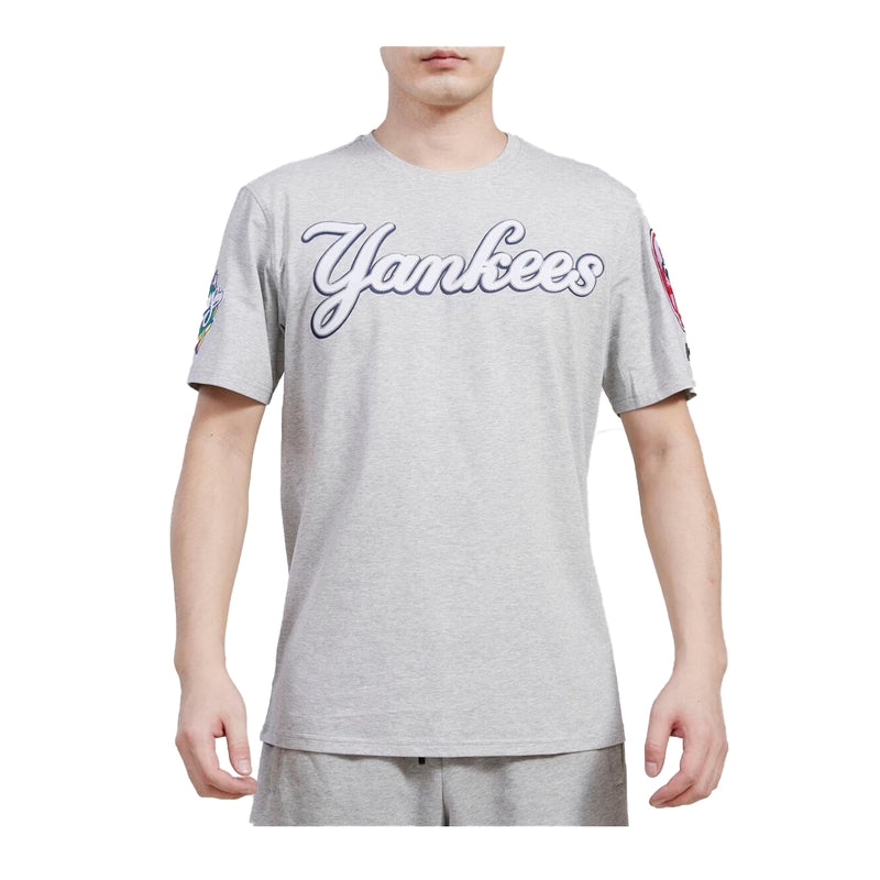 Pro Standard Mens MLB New York Yankees Tackle Twill Sj Crew Neck T-Shirt LNY135741-HGR Heather Grey