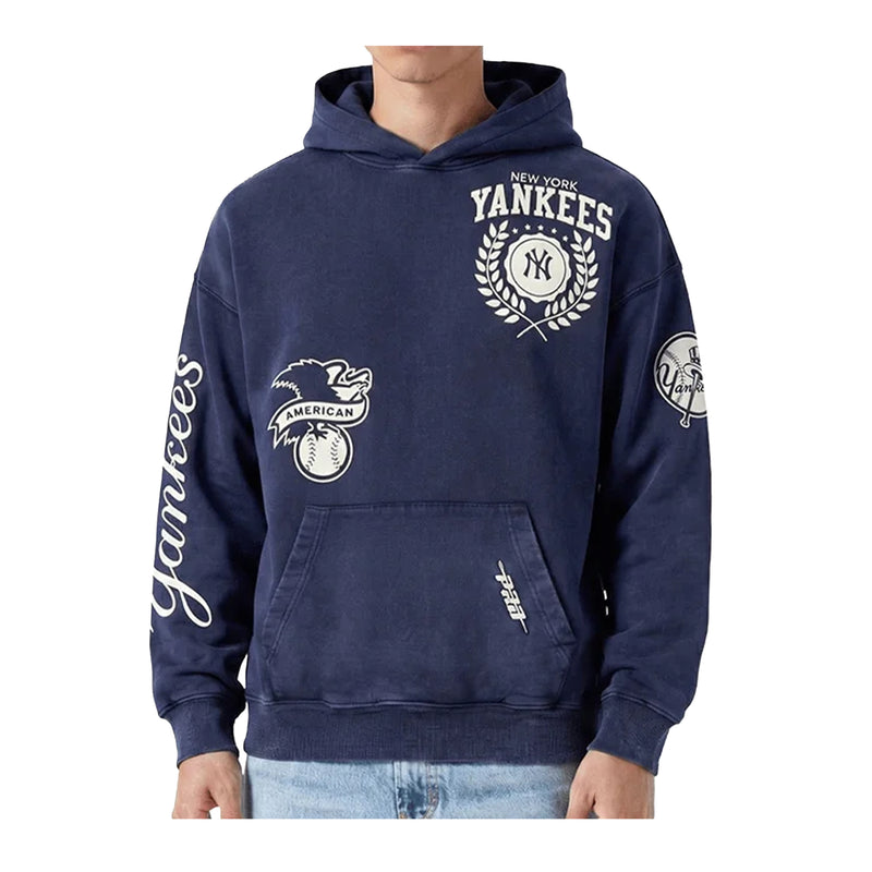 Pro Standard Mens MLB New York Yankees Street Team Enzyme Drop Shoulder Pullover Hoodie LNY5315761-WMD Washed Midnight Navy