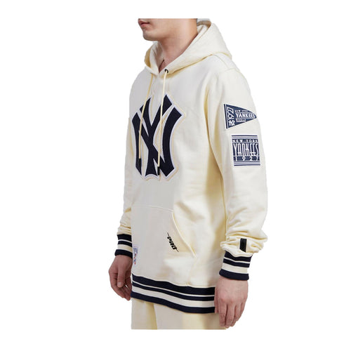 Pro Standard Mens MLB New York Yankees Retro Classic Hoodie LNY535126-EMN Eggshell/ Midnight Navy