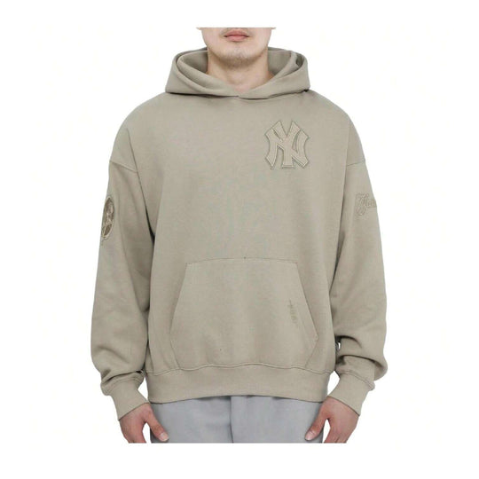 Pro Standard Mens MLB New York Yankees Neutral Drop Shoulder Fleece PO Hoodie LNY536852-TAU Taupe