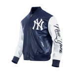Pro Standard Mens MLB New York Yankees City Signature M Leather Varsity Jacket LNY6314807-MNW Midnight Navy/White