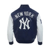 Pro Standard Mens MLB New York Yankees City Signature M Leather Varsity Jacket LNY6314807-MNW Midnight Navy/White
