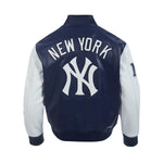Pro Standard Mens MLB New York Yankees City Signature M Leather Varsity Jacket LNY6314807-MNW Midnight Navy/White