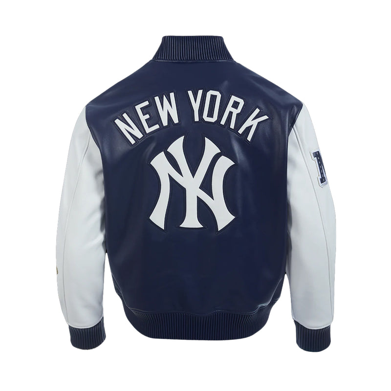 Pro Standard Mens MLB New York Yankees City Signature M Leather Varsity Jacket LNY6314807-MNW Midnight Navy/White